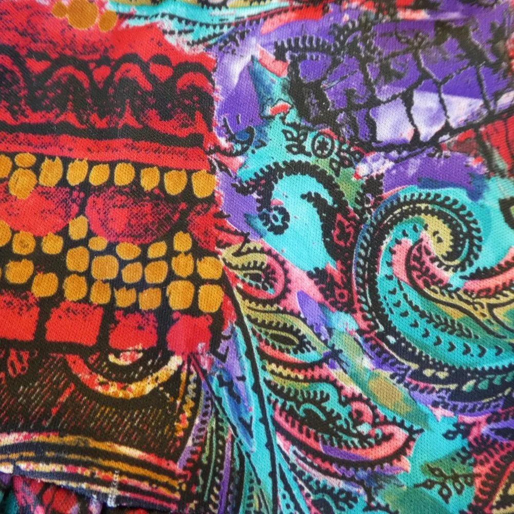 70s Vintage Pleated Midi Skirt Psychedelic Drop Waist Nylon Knit Mesh Elastic L